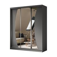 KLEIDERSCHRANK mit Spiegel-Schiebetüren und Aluminium-Leisten - VOXI - 180 cm Grau - Grau, Holzwerkstoff (180/216/61cm) - ALTDECOR