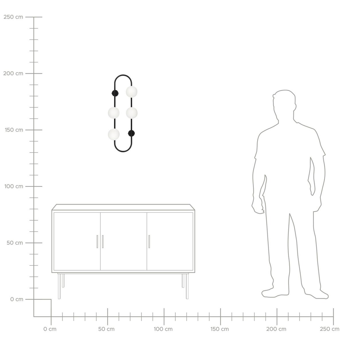 WANDLEUCHTE Yango 3/16/70 cm - Schwarz, Metall (16/70/3cm) - Beliani