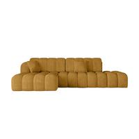 ECKSOFA mit Schlaffunktion Ottomane Links OLEA-L2 321x164x75 Senfgelb Cord - Schwarz/Honig, Holzwerkstoff/Kunststoff (321/164cm) - ALTDECOR
