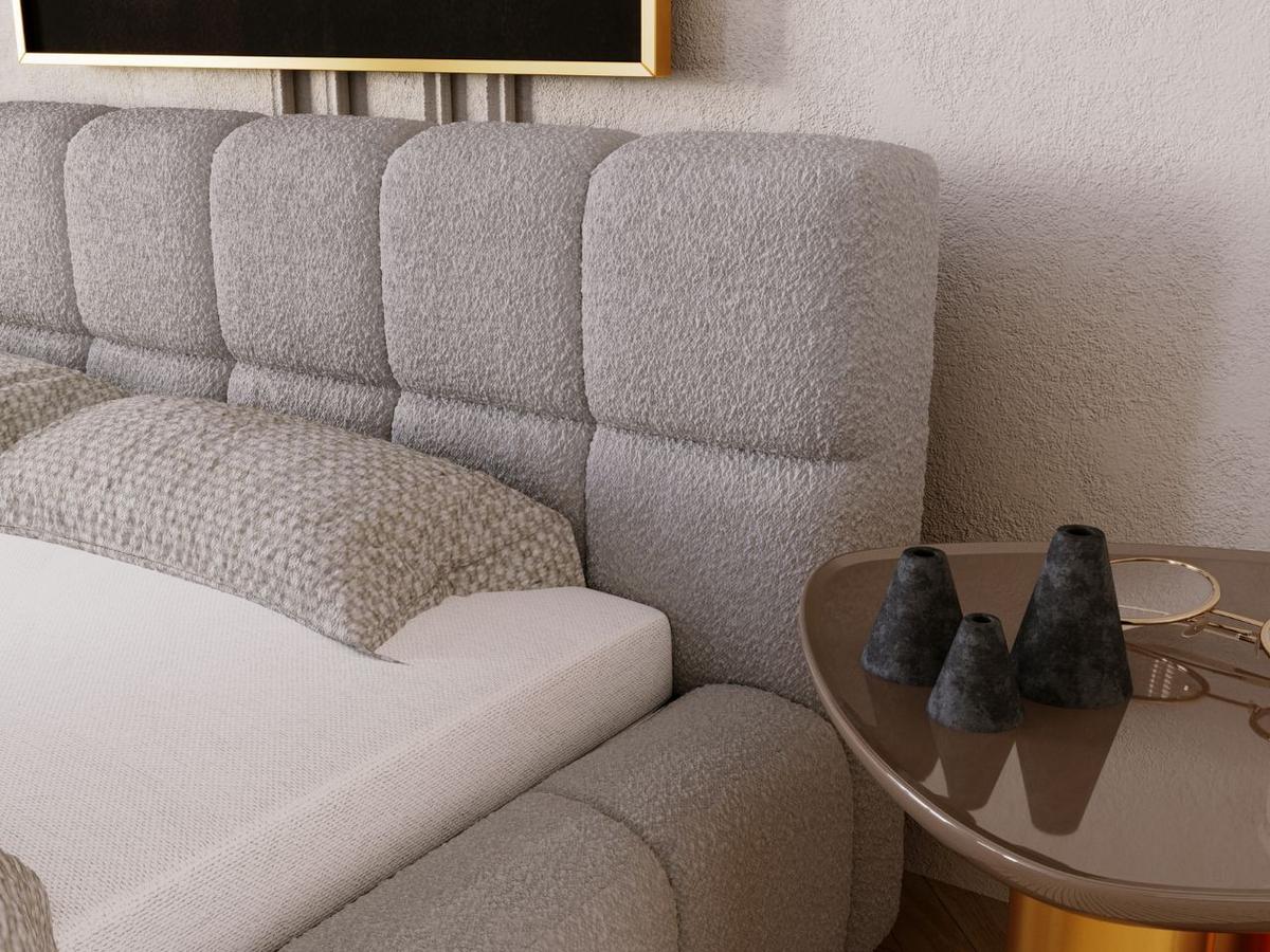 POLSTERBETT Alicante Bouclé-Stoff 120x200 Hellgrau - Hellgrau, Textil (120/200cm) - Graingold