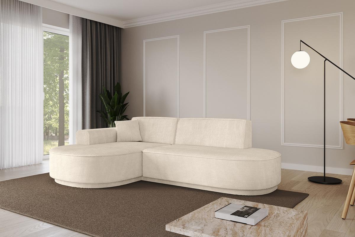 ECKSOFA Ottomane Links MARI-L1-v3 - 243x171x83 cm Beige Cord - Beige/Schwarz, Holzwerkstoff/Kunststoff (243/171cm) - ALTDECOR