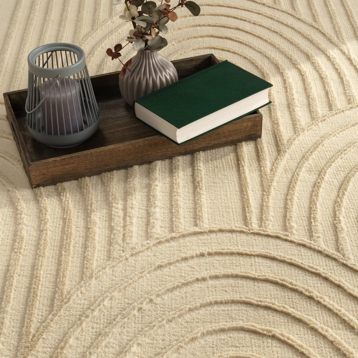 KURZFLORTEPPICH, mit Struktur, aus Polyester, Beige, 200 x 280 cm - Beige, Textil (280/200cm) - KADIMA DESIGN