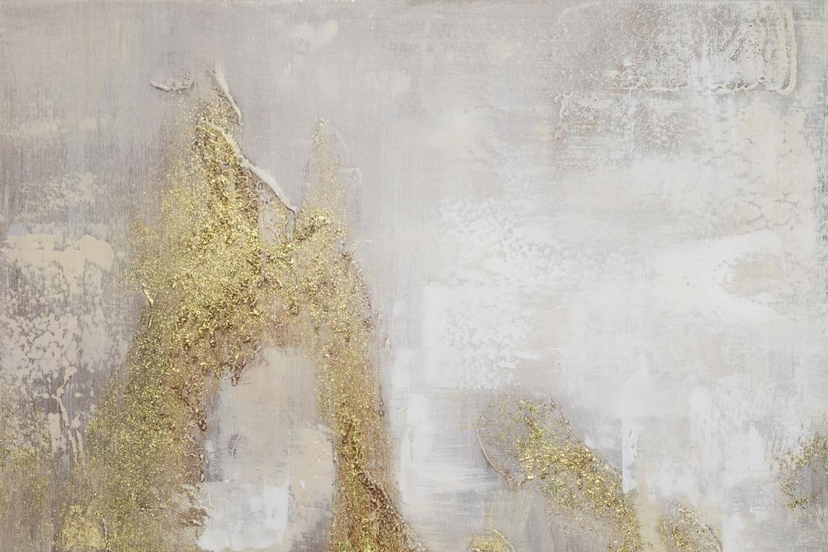 ACRYLBILD HANDGEMALT 80/80 cm - Goldfarben/Grau, Holz/Textil (80/80cm) - KUNSTLOFT