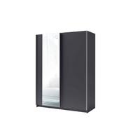 SCHWEBETÜRENSCHRANK ELRON 180,6/198,5/62cm 2-türig mit Spiegel Graphitfarben - Graphitfarben, Holzwerkstoff (180.6/198.5/62cm) - MASSENO
