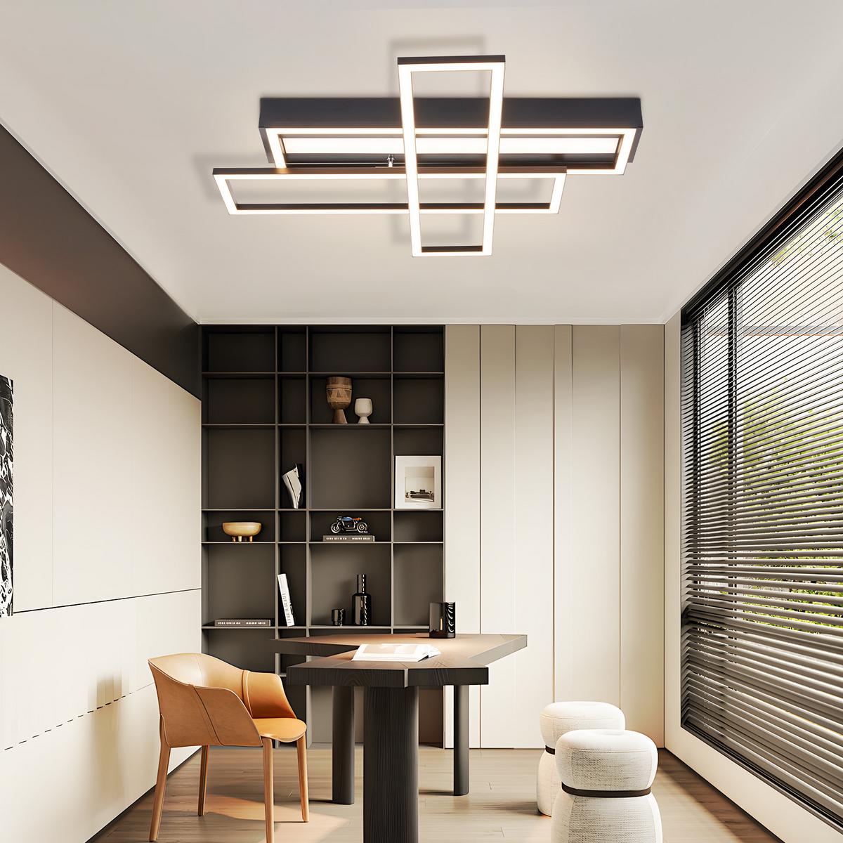 LED-DECKENLEUCHTE Bryxen 55.5/55.5/9.7 cm - Schwarz, Metall (55.5/55.5/9.7cm) - ZMH