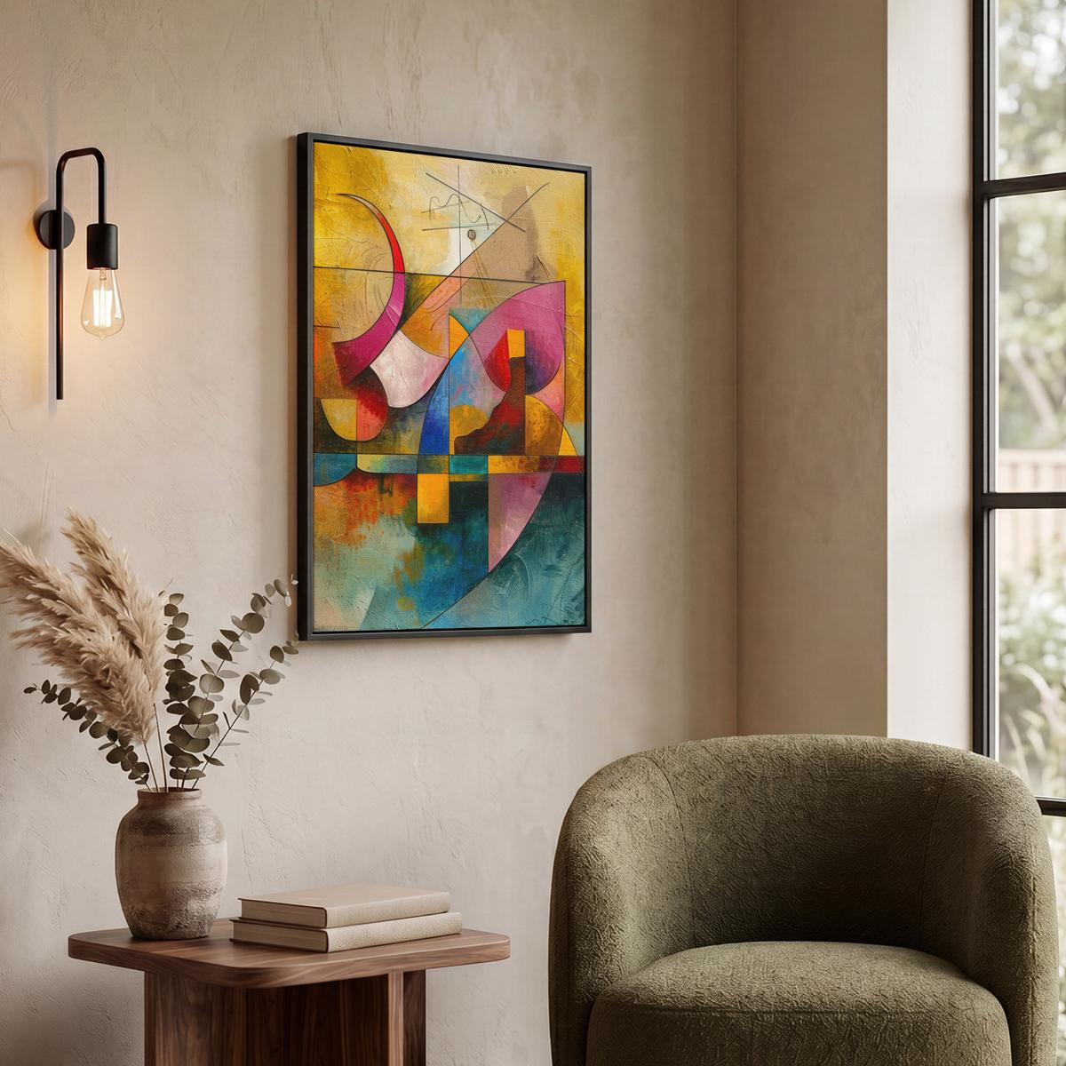 LEINWAND Bilder mit Rahmen - Kunst - Abstrakt - Modern - 60x80 - Gelb, Textil (60/80cm) - MuchoWow