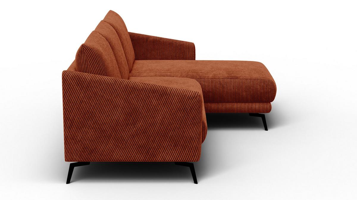 ECKSOFA VILT 3-Sitzer, orange - Schwarz/Orange, Holzwerkstoff/Textil (221/156cm) - Wozimo