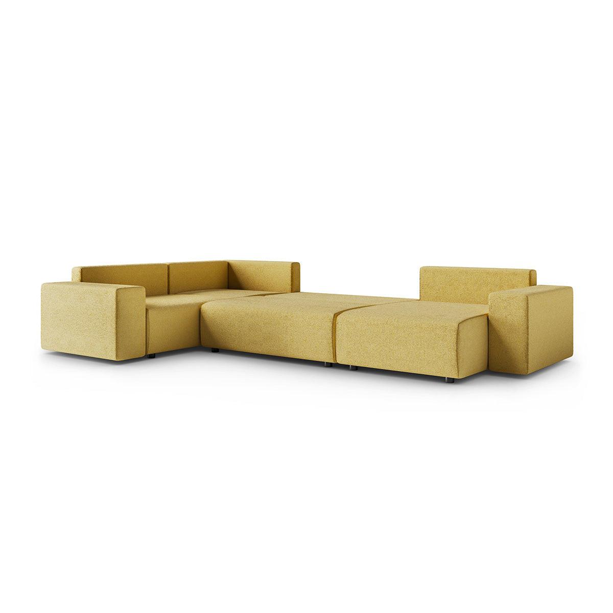 PANORAMASOFA Lorenzo 5 Sitzplätze Gelb - Gelb, Holz (378/85/236cm) - Petits-meubles
