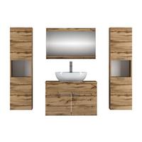 BADMÖBEL-SET LUMIRE LOFT III Wotan Eiche mit Spiegel - Braun, Holzwerkstoff (80/52/46cm) - Lookway