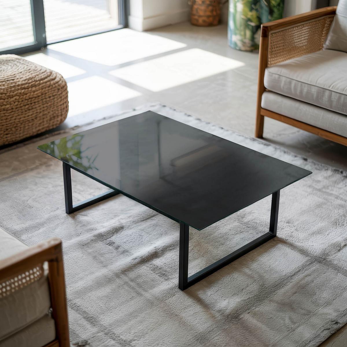 TISCHPLATTE 80x60 cm Farbe Schwarz, glatt - Schwarz, Glas (80/60/0.4cm) - TULUP