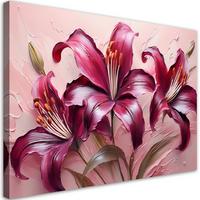 WANDBILD rote pastelllilien blumen - Pink, Textil (60/40cm) - Feeby