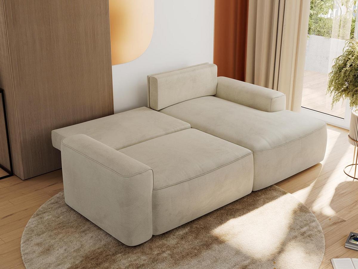 ECKSOFA BELLUNO L Beige Velvet - Rechts - Beige/Schwarz, Textil (233/144cm) - MKS
