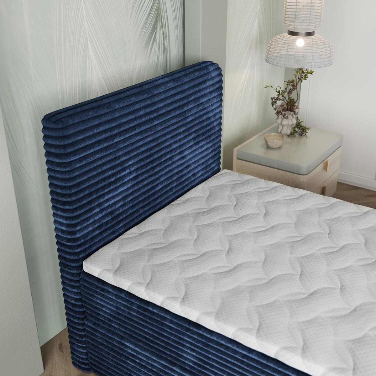 BOXBETT PISA 100 100x200 cm mit Matratze und Topper, H2+H3 - Blau - Blau, Holz (100/200cm) - MASSENO