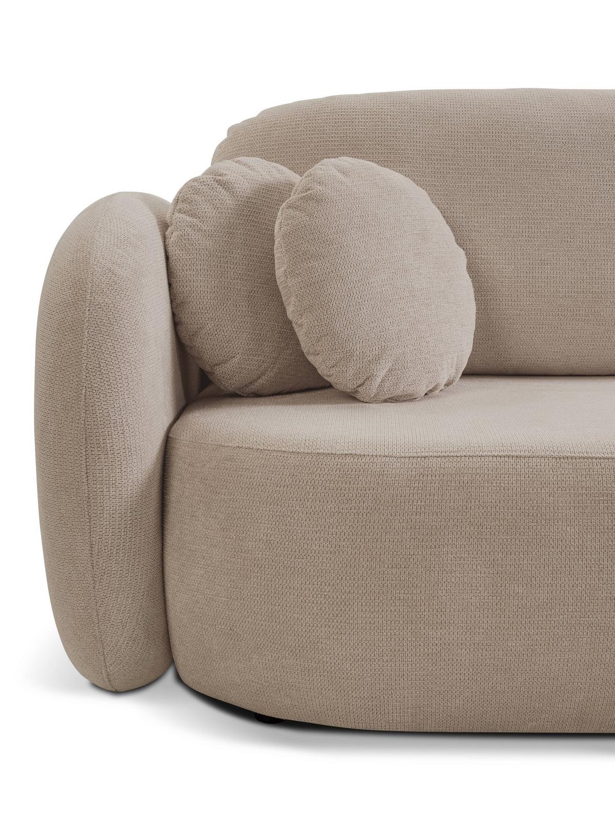 ECKSOFA AMICO R-S Beige Geflochtener Stoff mit Schlaffunktion - Beige, Holz (248/174cm) - MASSENO