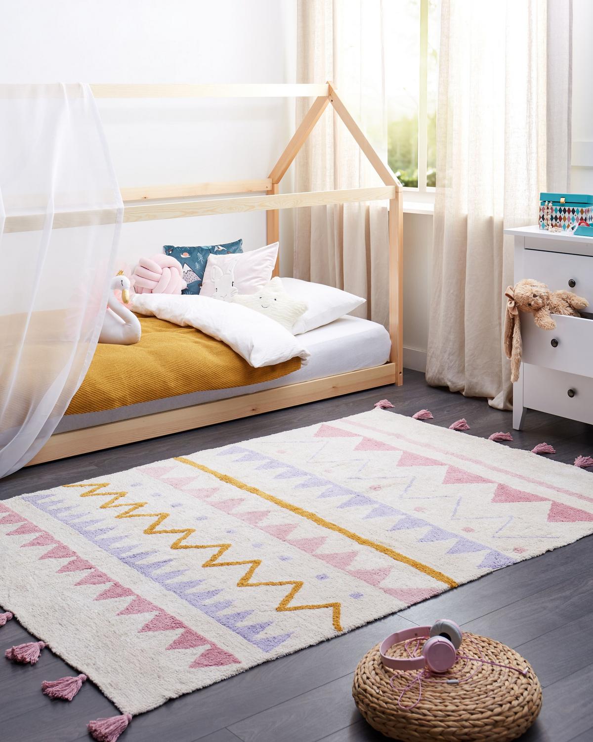 KINDERTEPPICH Rosa 140/200 cm Baumwolle Zaysan - Beige, Textil (140/200cm) - Beliani