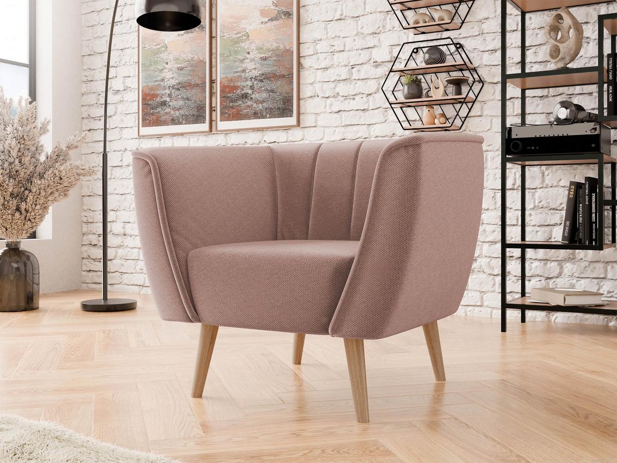 SESSEL Pas 1 - Rosa/Naturfarben, Holz/Textil (82/75/74cm) - MIRJAN24