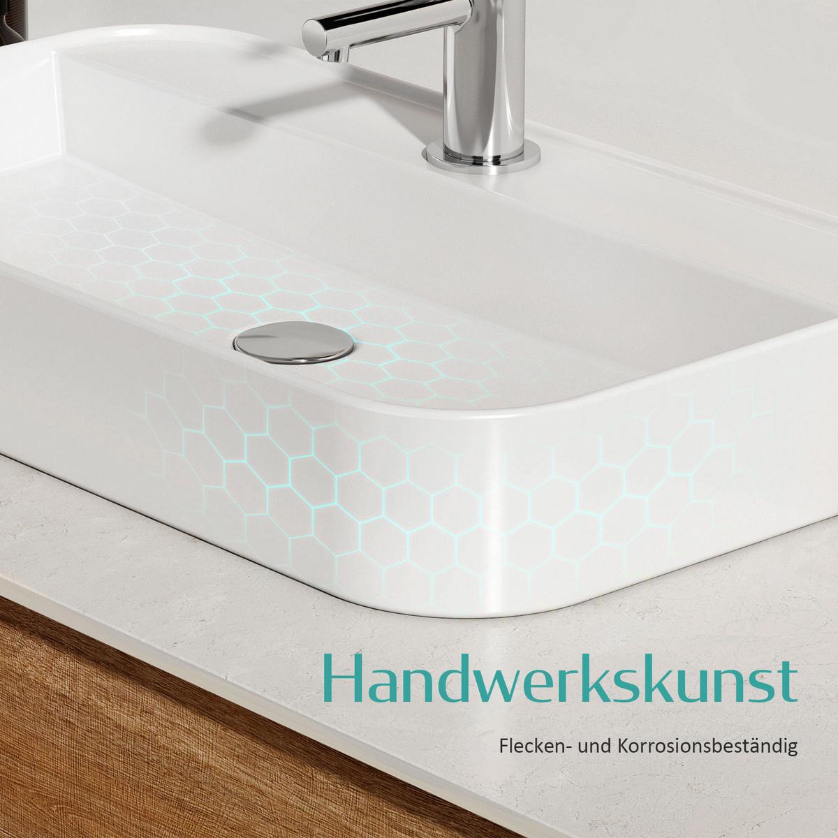 WASCHBECKEN Eickg Weiß 50 / 40 / 11 cm - Weiß, Keramik (50.2/11/40.1cm) - EMKE
