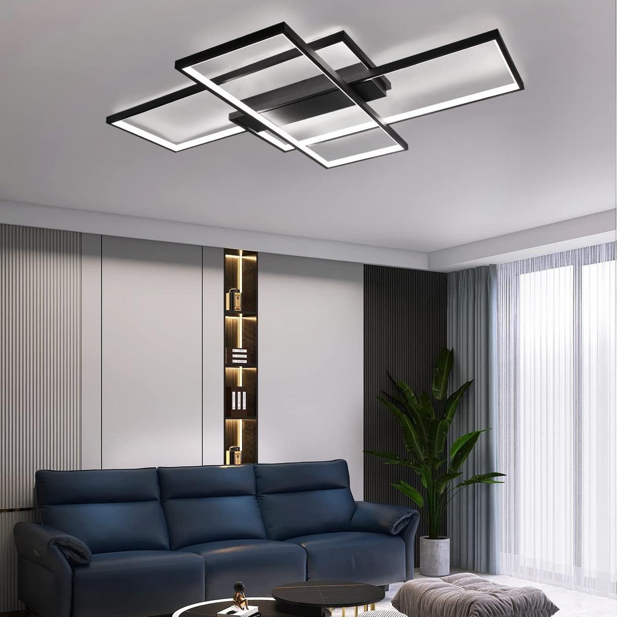 LED-DECKENLEUCHTE Caroline 100/70/8 cm - Schwarz, Metall (100/70/8cm) - ZMH
