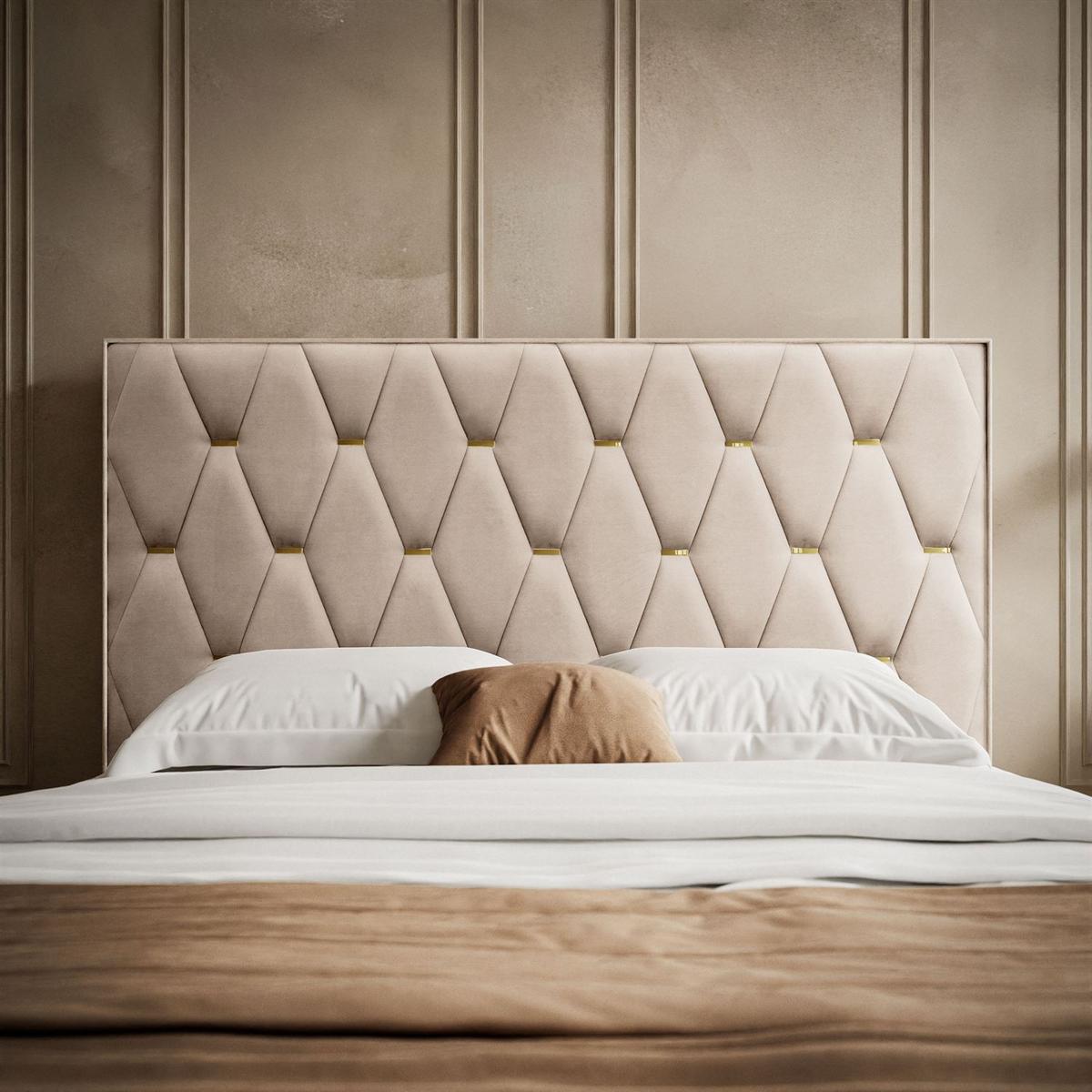 POLSTERBETT IZOLDA mit hohem Kopfteil 160x200 cm Royal Velvet 170 - Beige, Textil - Lookway