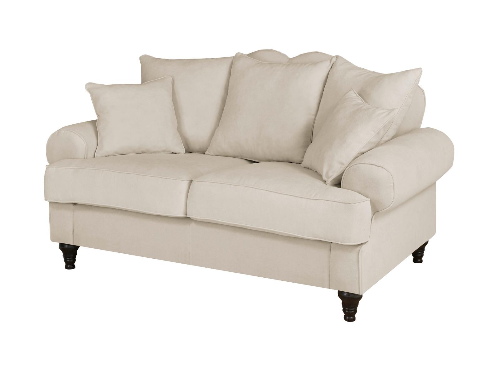 SOFA beige Landhaus, Couch 2-Sitzer 170 cm - Beige, Holz/Textil (170/95/100cm) - Furn.Design