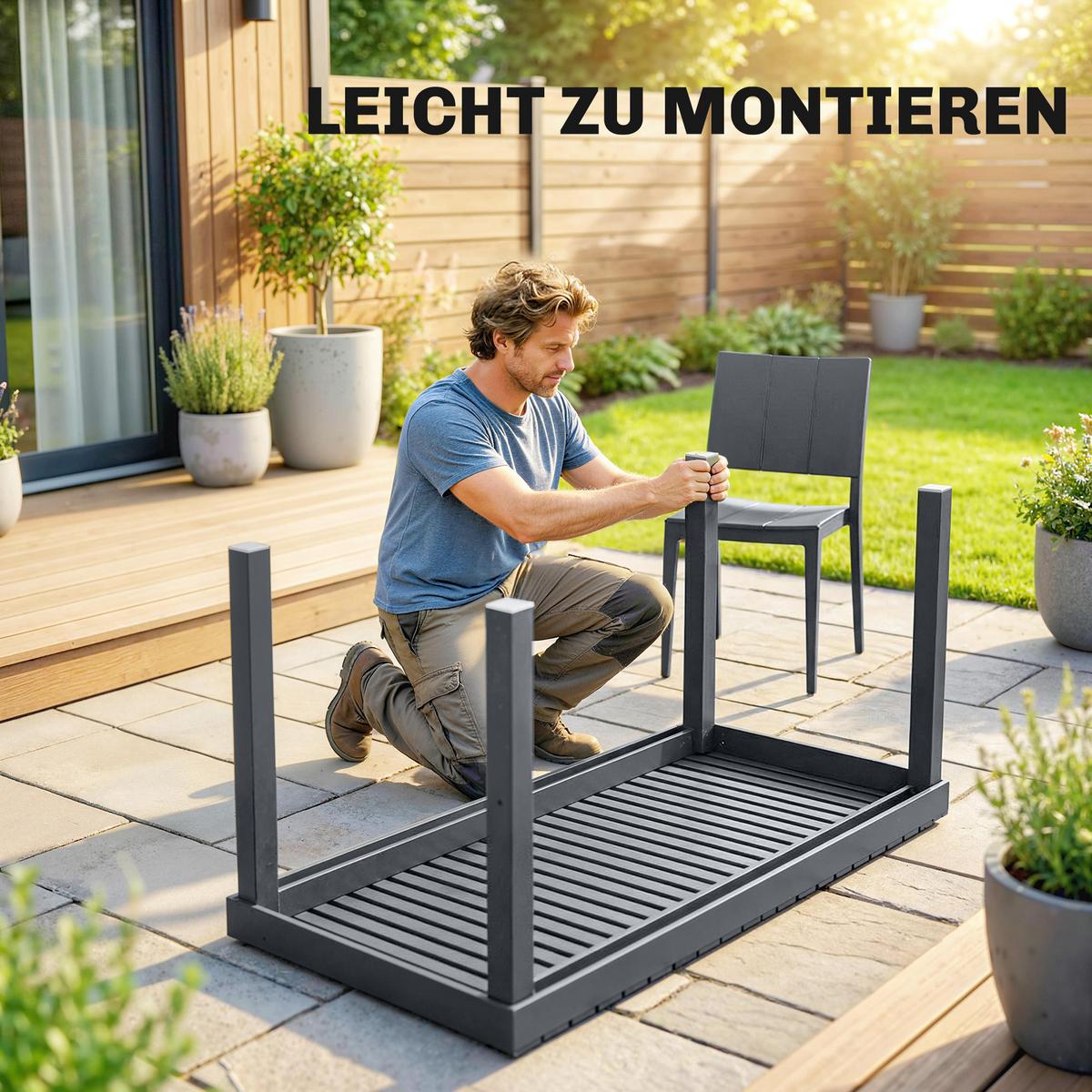 ESSGRUPPE 5-TLG. aus Metall & Kunststoff, Dunkelgrau - Dunkelgrau, Metall - Outsunny