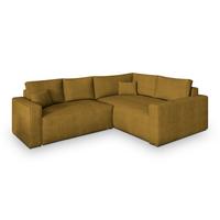 ECKSOFA ERONIS R-S Gelb Kordstoff mit Schlaffunktion - Gelb, Holz (265/194cm) - MASSENO