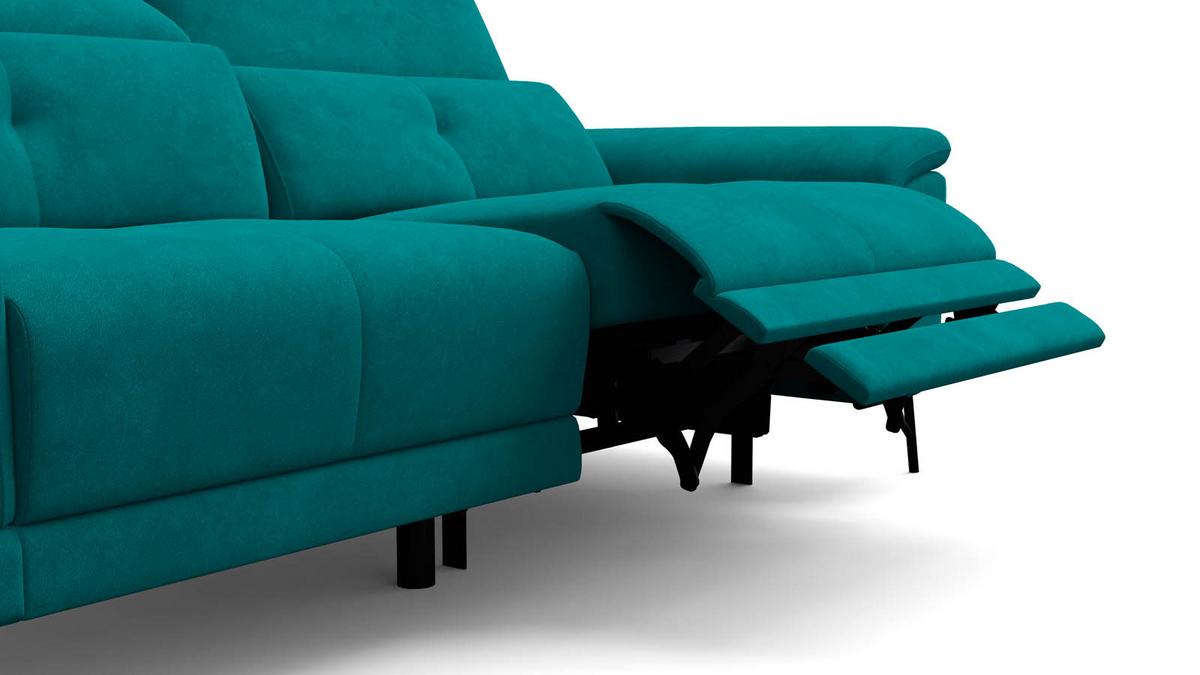SOFA RELAX AVENA 3-Sitzer, dunkelgrüner Veloursstoff - Dunkelgrün/Schwarz, Holz/Textil (204/80/108cm) - Courtois Laville