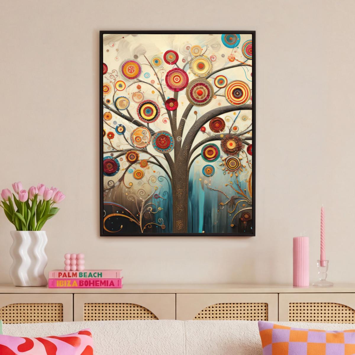 LEINWAND Bilder mit Rahmen - Baum - Baum des Lebens - Farbe - 70x100 - Braun, Textil (70/100cm) - MuchoWow