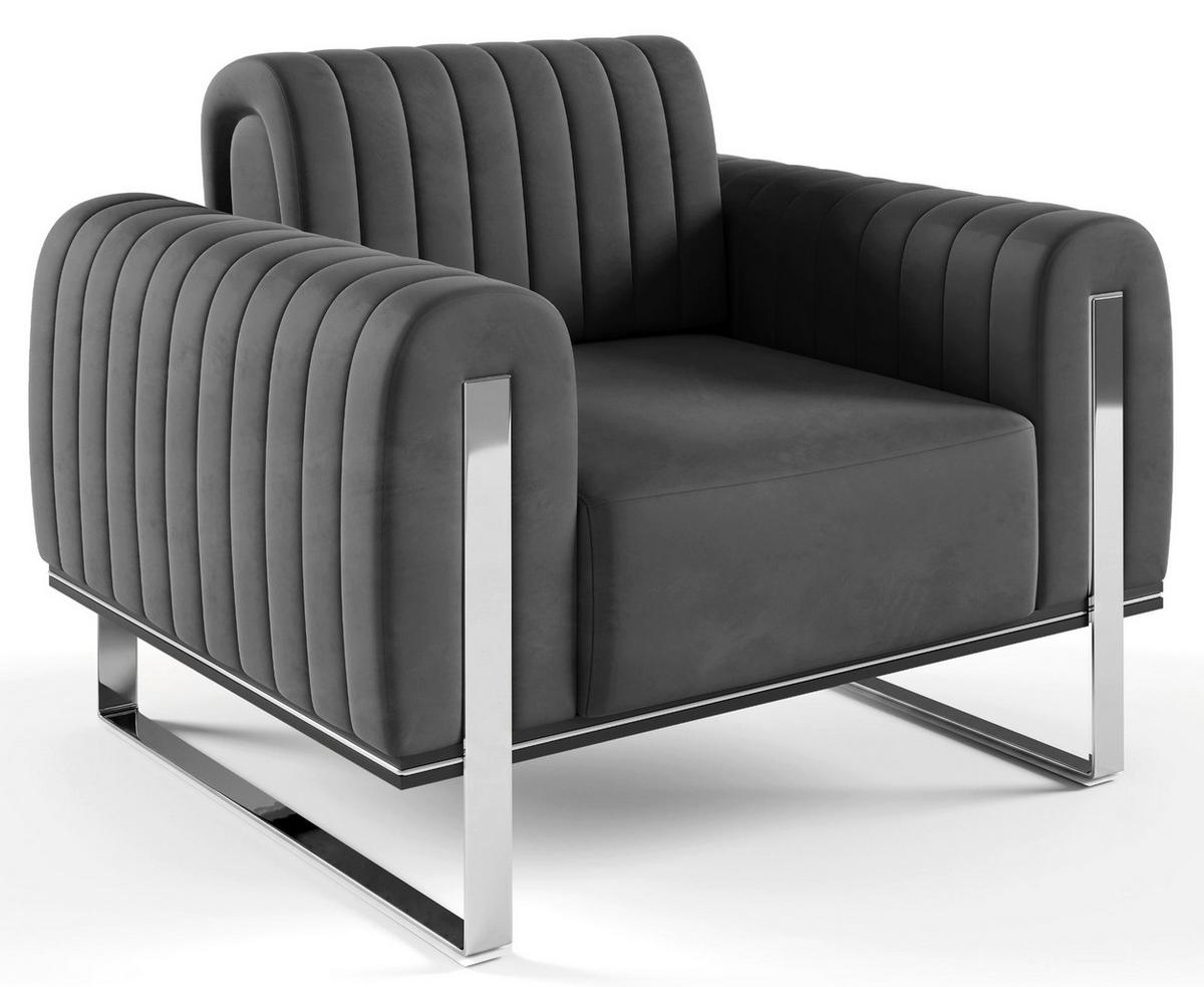 SESSEL Parissa 106 cm - Dunkelgrau/Silberfarben, Holz/Metall (106/79/92cm) - Selsey