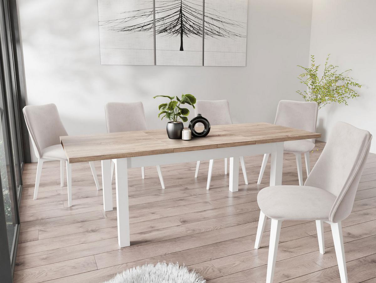 ESSTISCH Molly rechteckig ausziehbar, Sonoma Eiche 160-240/90/75 cm - Weiß/Sonoma Eiche, Holz/Holzwerkstoff (90/240/75cm) - WFL GROUP