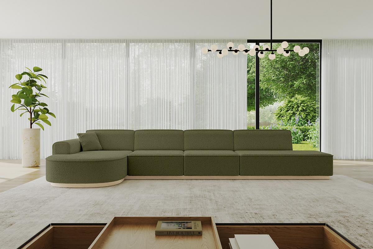 ECKSOFA Ottomane Links ARRIO-L3 - 413x171x83 cm Grün - Grün, Holzwerkstoff/Textil (413/171cm) - ALTDECOR