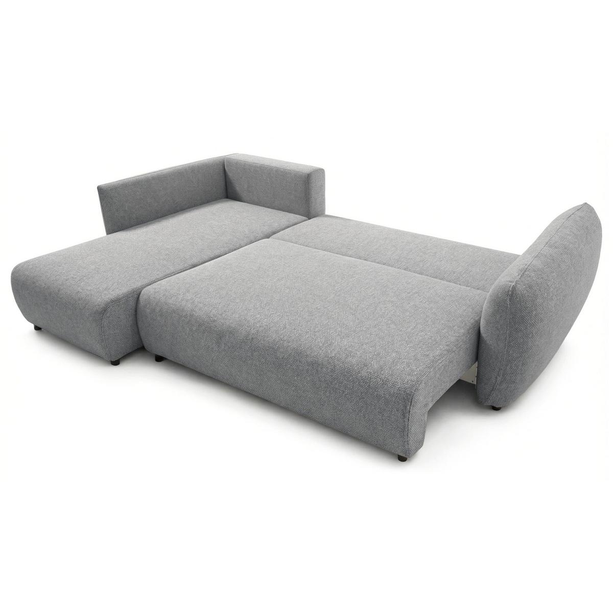 ECKSCHLAFSOFA Zordo GRAUER CHENILLE LINKS MIT ZWEI BETTKÄSTEN - Grau, Kunststoff/Textil (256/170cm) - Selsey