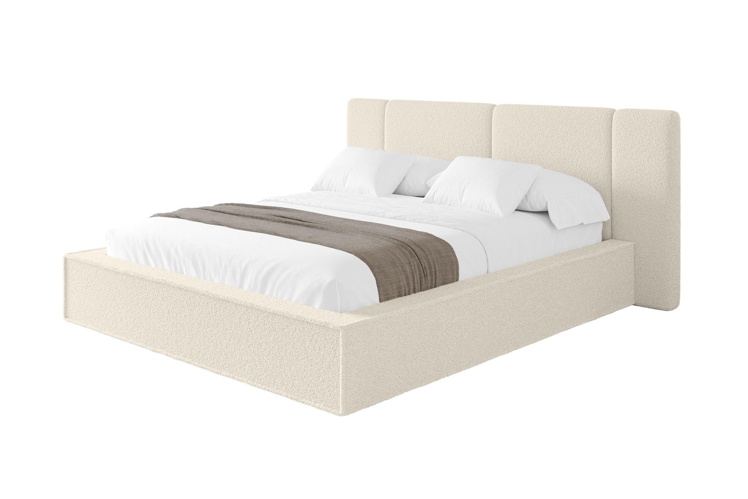 POLSTERBETT mit Bettkasten und Lattenrost, Bett mit Matratze H3/H4 - RIVO 140x200 Beige - Champagner, Holzwerkstoff/Textil (140/200cm) - ALTDECOR