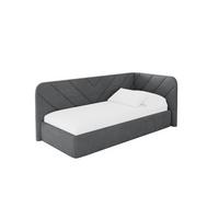 EINZELLBETT Jugendbett mit Bettkasten, Links - FIKY 80x200 Dunkelgrau - Graphitfarben, Holzwerkstoff/Textil (80/200cm) - ALTDECOR
