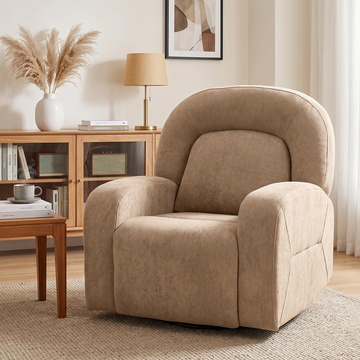 RELAXSESSEL Wolkenweicher Samtstoff Khaki - Schwarz/Braun, Holzwerkstoff/Textil (75/100/93cm) - HOMCOM
