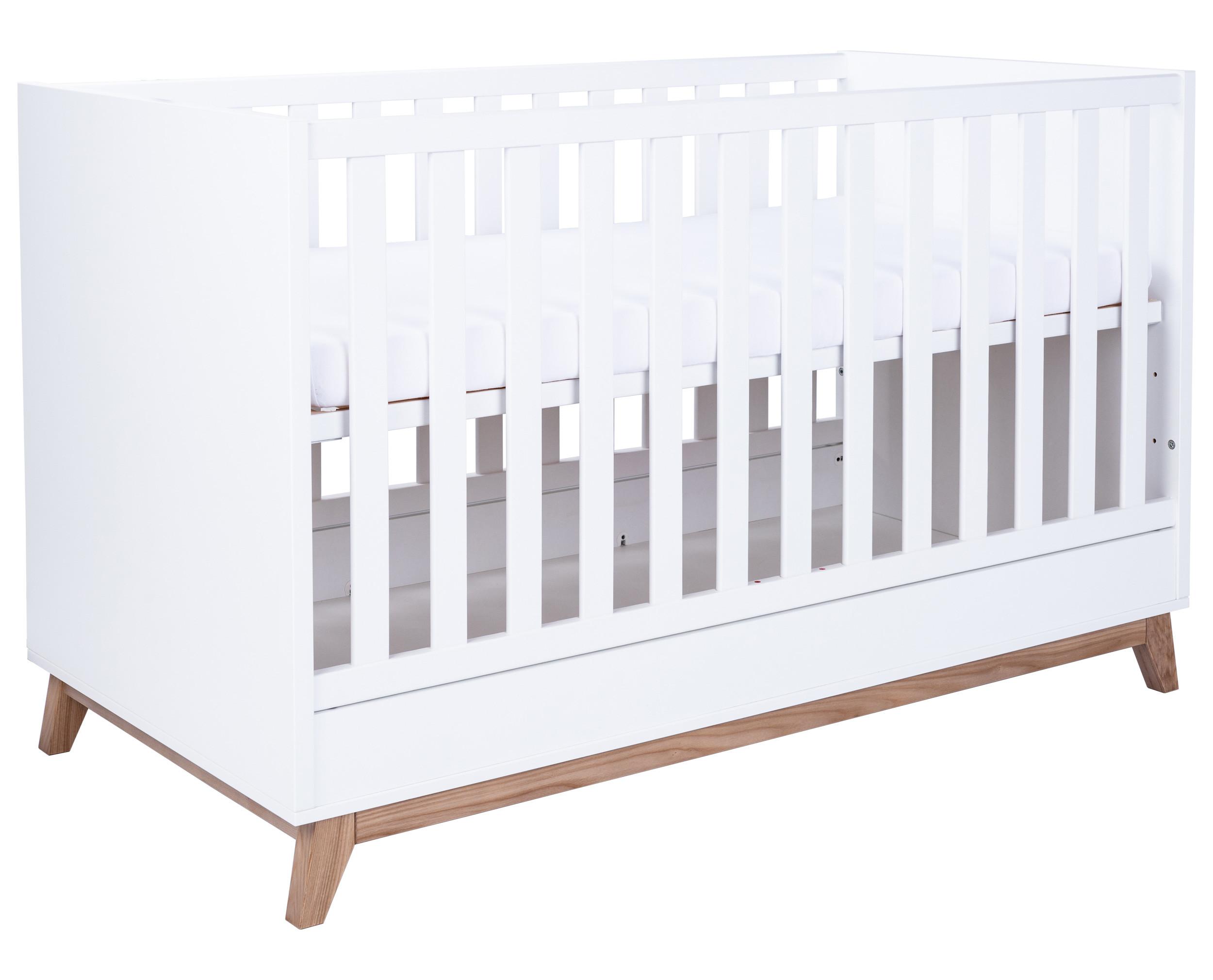 BABYBETT Lina 4x höhenverstellbar Weiß/Waluss - Walnussfarben/Weiß, Holz/Holzwerkstoff (70/140cm) - arthur berndt