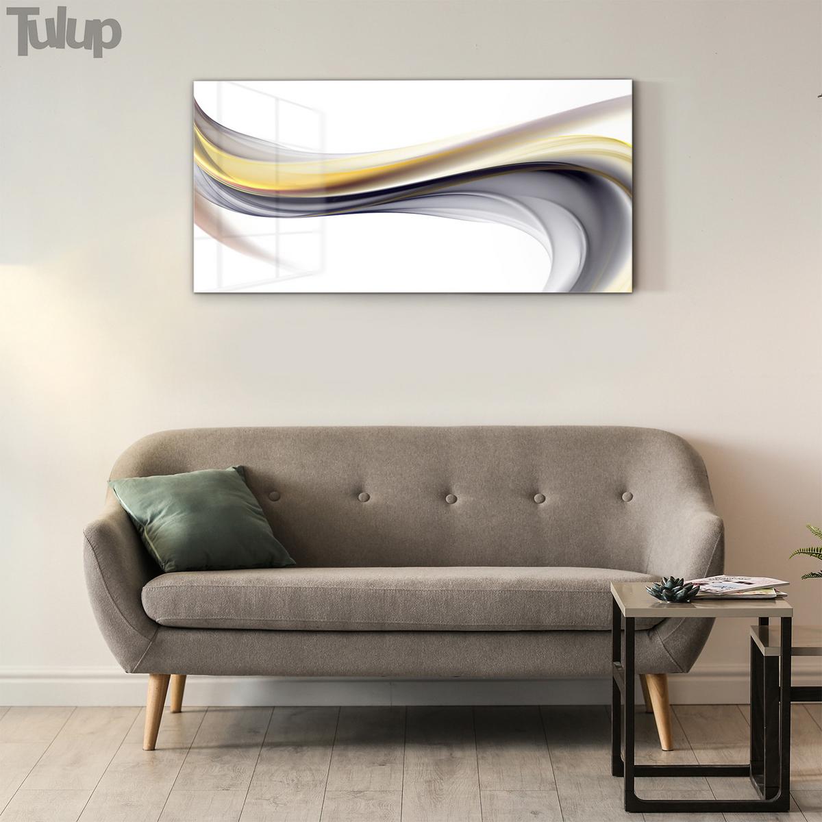 GLASBILD 100x50 cm Moderne Kunst - Gelb, Glas (100/50cm) - TULUP