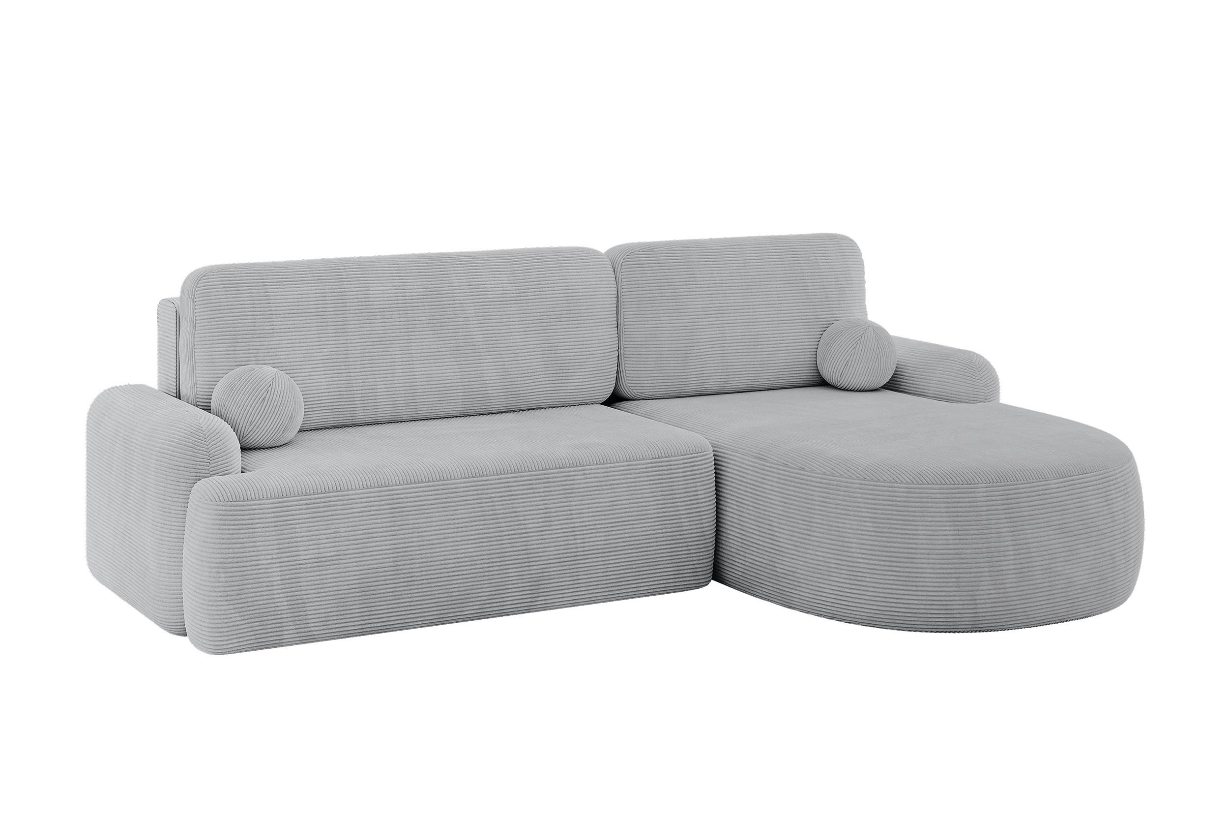 ECKSOFA mit Schlaffunktion und Bettkasten LIRA-L - 264x172x89 Grau - Grau, Holzwerkstoff/Textil (172/264cm) - ALTDECOR