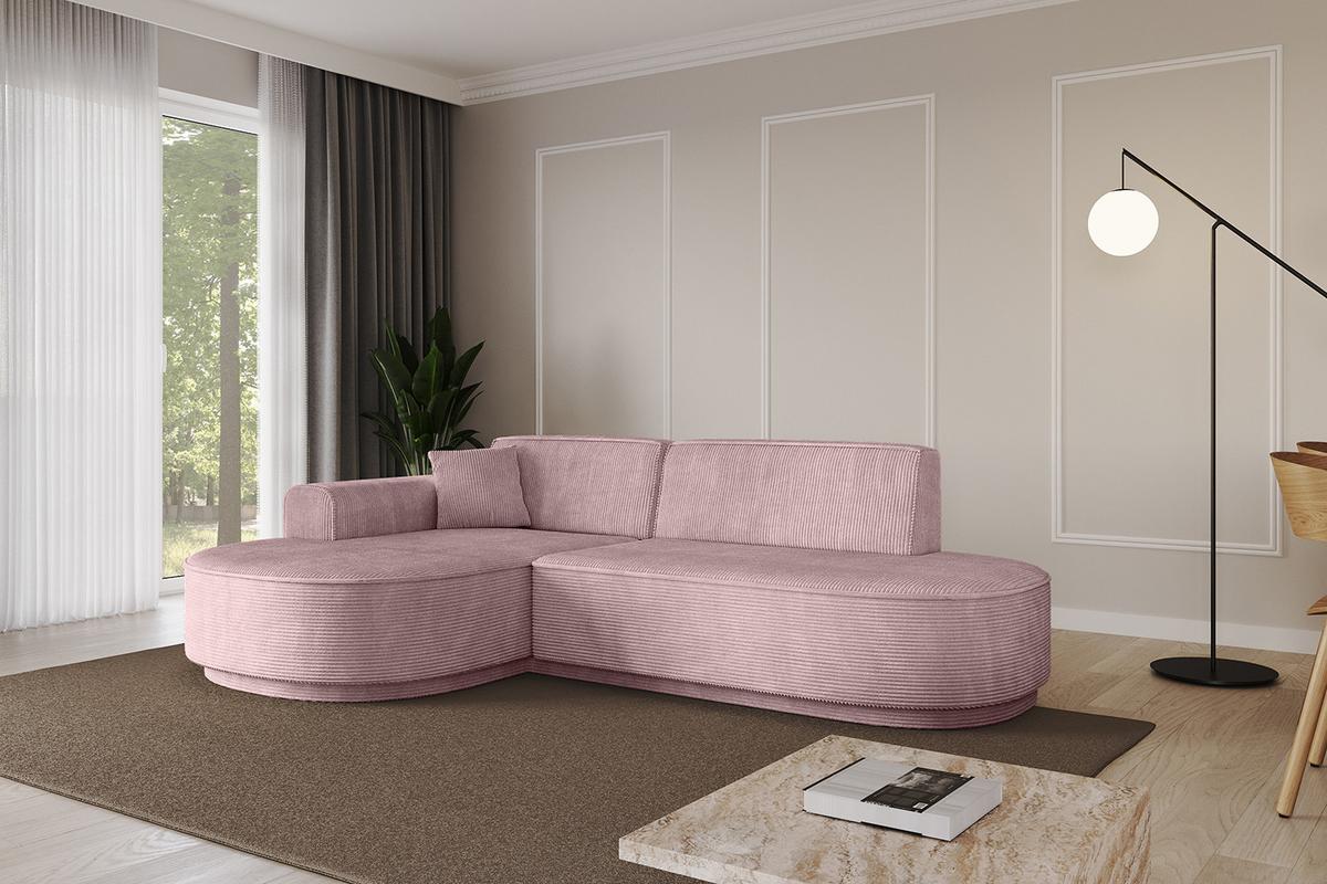 ECKSOFA Ottomane Links MARI-L1-v3 - 243x171x83 cm Rosa Cord - Schwarz/Rosa, Holzwerkstoff/Kunststoff (243/171cm) - ALTDECOR