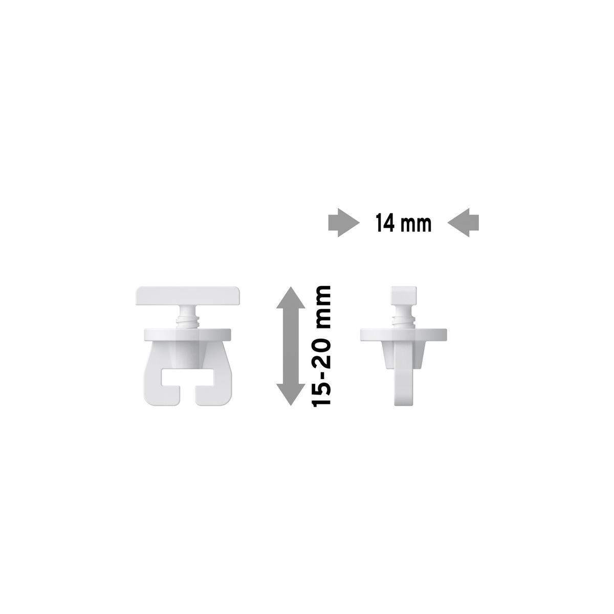 FESTSTELLER UNIVERSAL für Innenläufe / Gardinenschienen, Packung 2 Stück - Weiß, Kunststoff (1.7/1.6/1.4cm) - INTERDECO