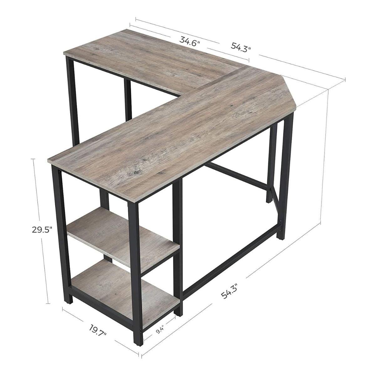 ECKSCHREIBTISCH mit 2-stufigem Regal im Industrial-Stil - Beige, Holzwerkstoff (148/138/76cm) - Calicosy
