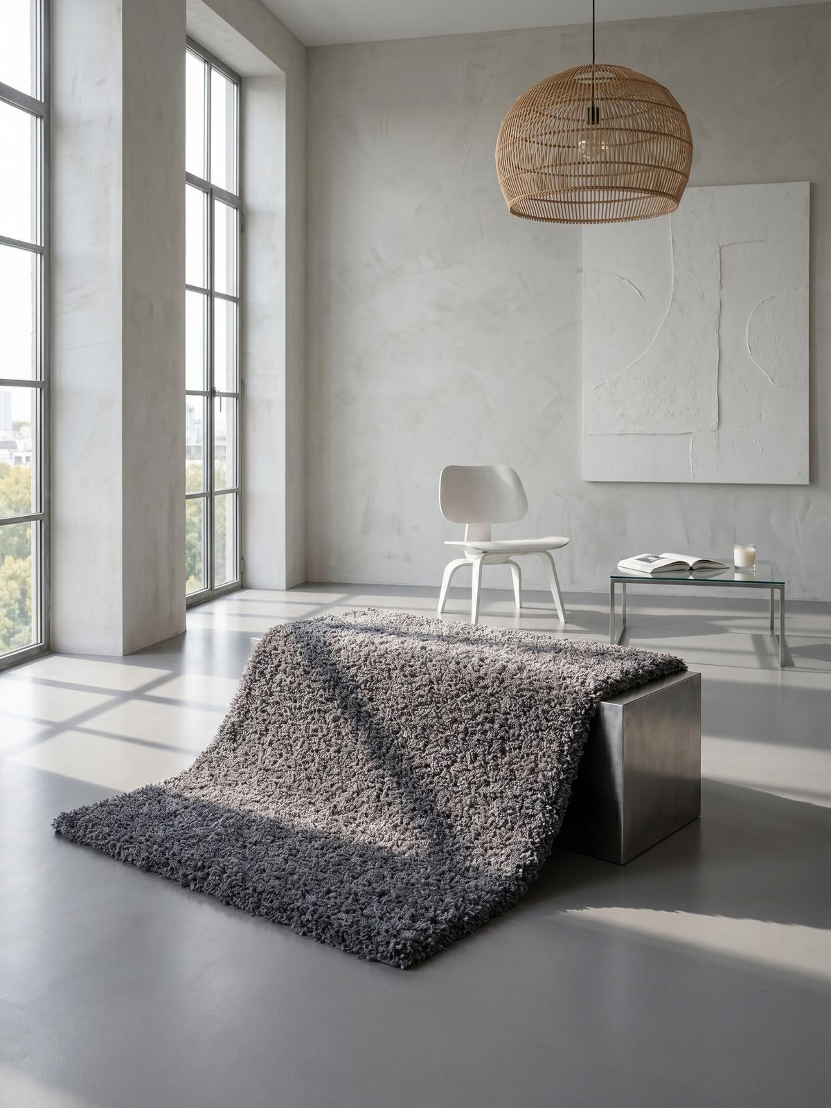 HOCHFLORTEPPICH RHEIN, einfarbig, aus Polypropylen, Grau, 100 x 200 cm - Grau, Textil (200/100cm) - KADIMA DESIGN