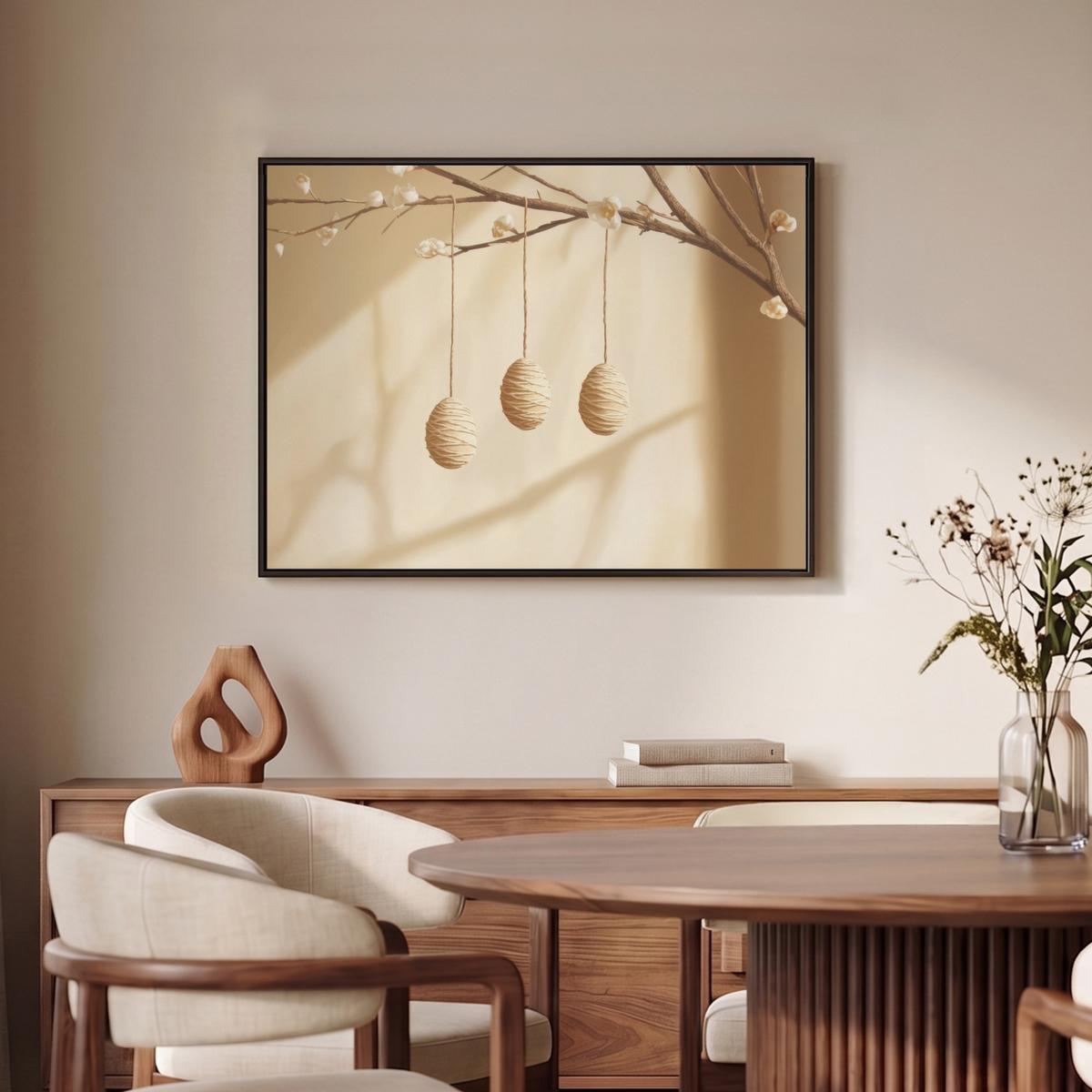 LEINWAND Bilder mit Rahmen - Beige - Osterkuchen - Eier - 70x50 - Beige, Textil (70/50cm) - MuchoWow