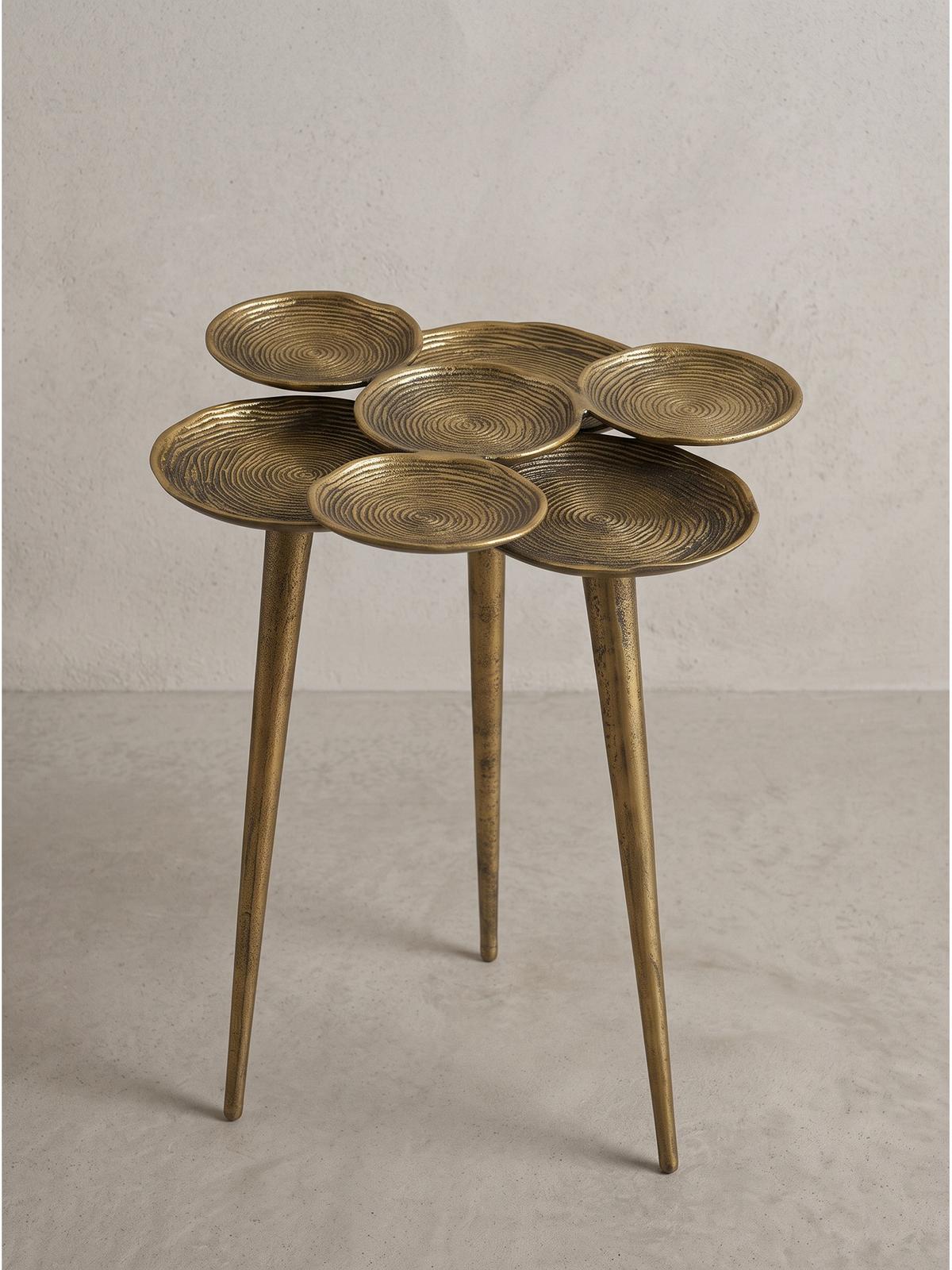 BEISTELLTISCH CARMONA, Aluminium, mit Ablagen, Gold, Ø 46 x 55 cm - Goldfarben, Metall (46/46/55cm) - KADIMA DESIGN