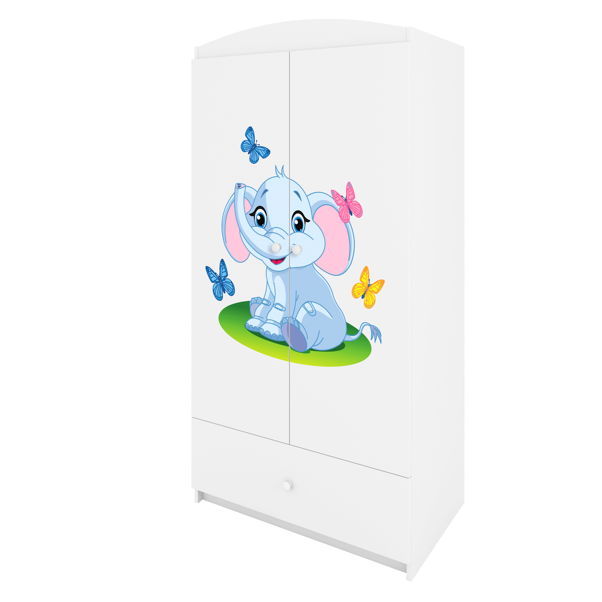 KINDERKLEIDERSCHRANK Elefant - Weiß, Holzwerkstoff (90/175/52cm) - RAUMHIRSCH FURNITURE