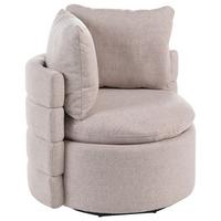 DREHSESSEL mit Stauraum Stoff Beige Randers - Beige, Textil (79/62/72cm) - Beliani