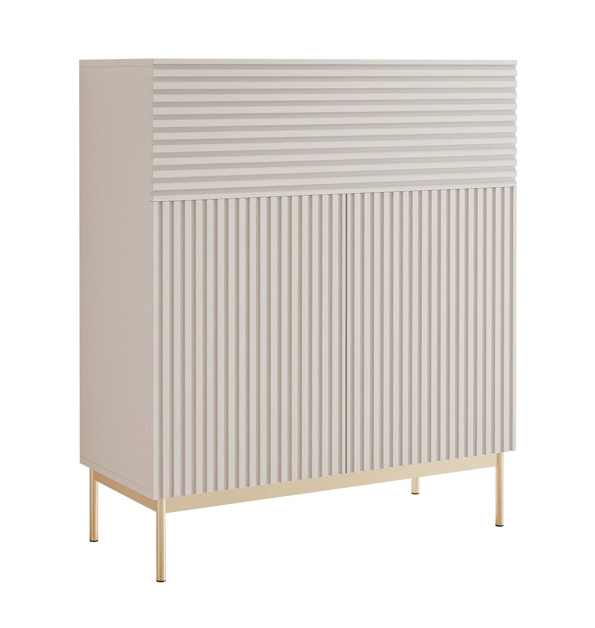 HIGHBOARD Linearis Kaschmirgrau 92 cm - Taupe/Goldfarben, Holzwerkstoff/Metall (91.9/105.4/35cm) - Selsey