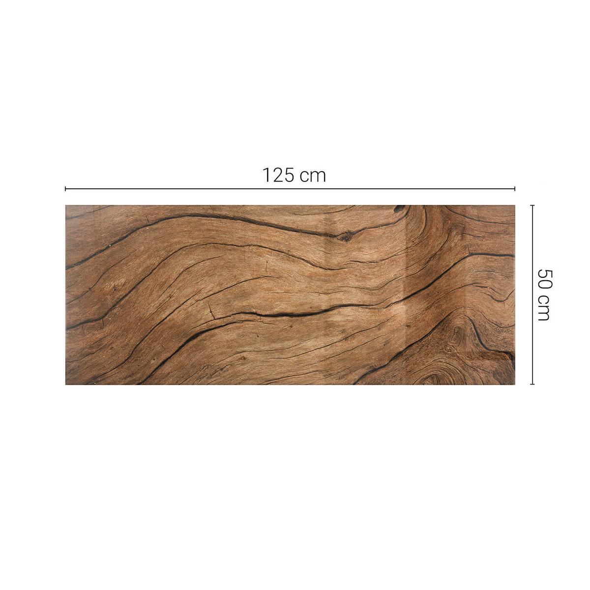 TISCHPLATTE 125x50 cm Natürliche Holzmaserung - Braun, Glas (0.4/125/50cm) - TULUP