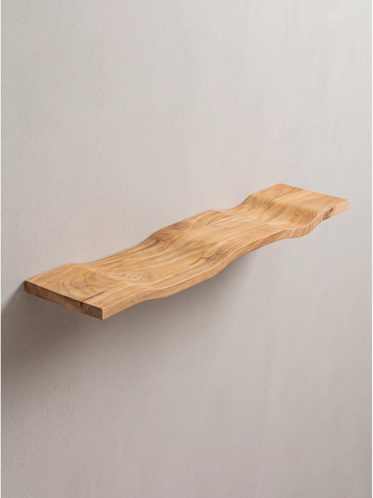 WANDREGAL LEVANTO, Akazie Massivholz, handgefertigt, 80 x 20 x 2,5 cm - Akaziefarben, Holz (80/2.5/20cm) - KADIMA DESIGN