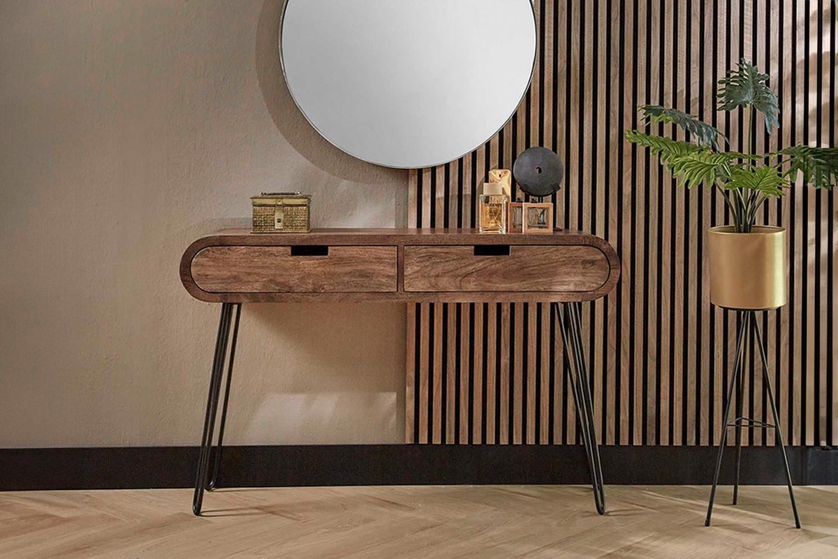 KONSOLENTISCH BARA Braun Holz - Schwarz/Braun, Holz (30/120/76cm) - KAWOLA